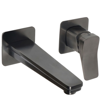 Cutout image of JTP Hix Brushed Black Wall-Mounted Basin Mixer